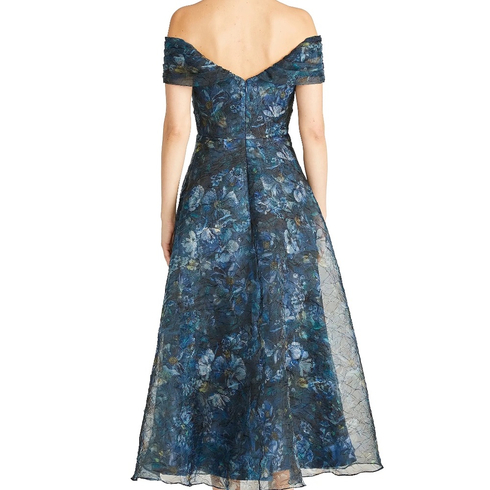 Theia  Auden Floral Crinkled Organza Off-the-Shoulder Midi Dress - Picture 3 of 9